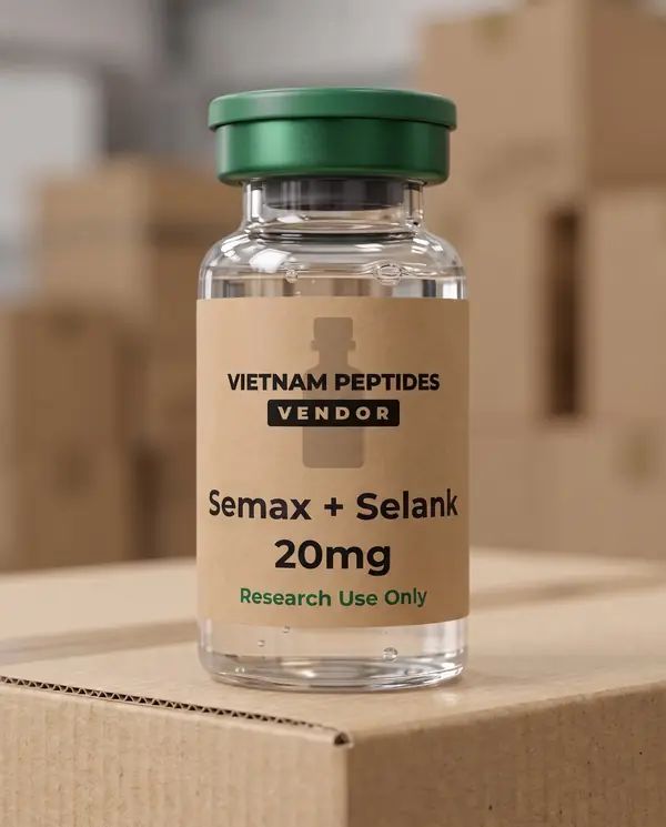 Semax + Selank 20mg vial with a Vietnam Peptides Vendor label